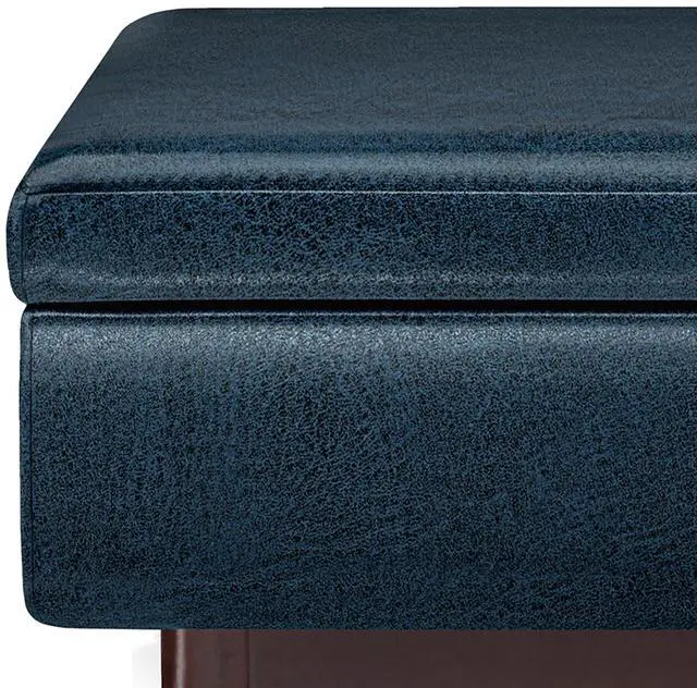 Alt view image 5 of 7 - Owen - Coffee Table Storage Ottoman - Distressed Dark Blue