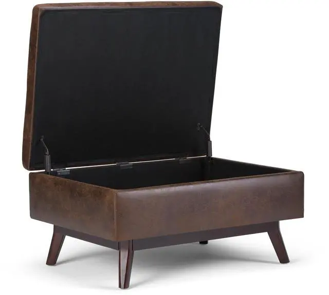 Alt view image 6 of 7 - Owen - Coffee Table Storage Ottoman - Distressed Chestnut Brown