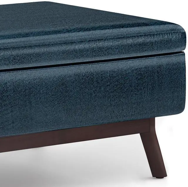 Alt view image 6 of 7 - Owen - Coffee Table Storage Ottoman - Distressed Dark Blue