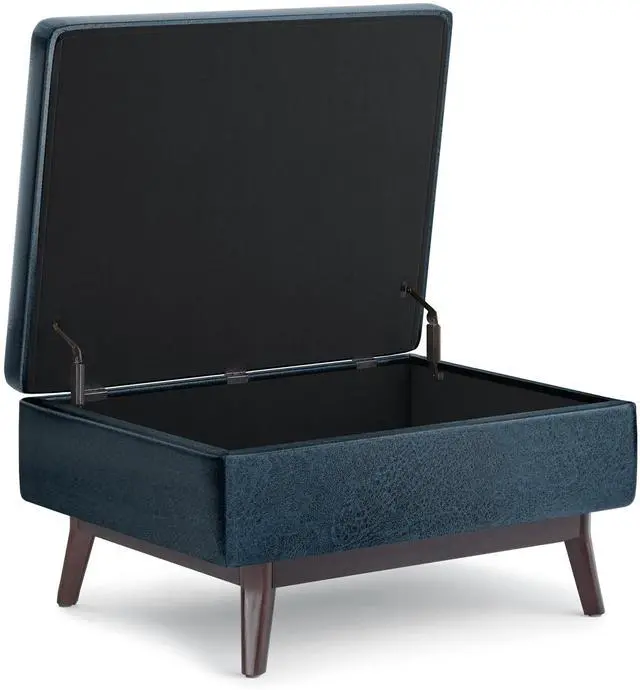 Alt view image 7 of 7 - Owen - Coffee Table Storage Ottoman - Distressed Dark Blue