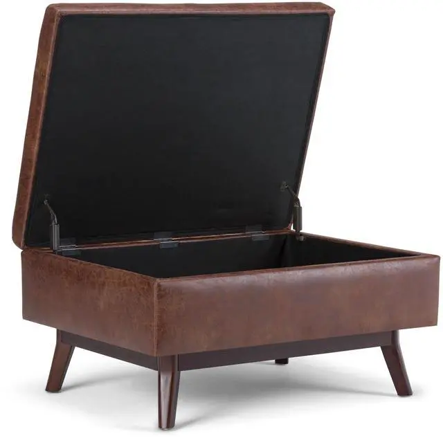 Alt view image 7 of 7 - Owen - Coffee Table Storage Ottoman - Distressed Saddle Brown