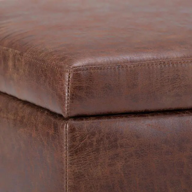 Alt view image 6 of 7 - Owen - Coffee Table Storage Ottoman - Distressed Saddle Brown