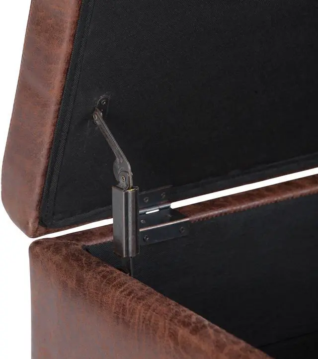 Alt view image 2 of 7 - Owen - Coffee Table Storage Ottoman - Distressed Saddle Brown