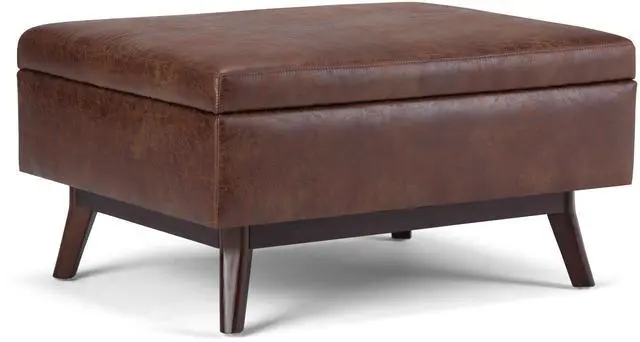 Main image of Owen - Coffee Table Storage Ottoman - Distressed Saddle Brown