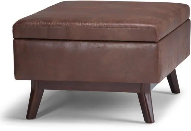 Alt view image 4 of 7 - Owen - Coffee Table Storage Ottoman - Distressed Saddle Brown