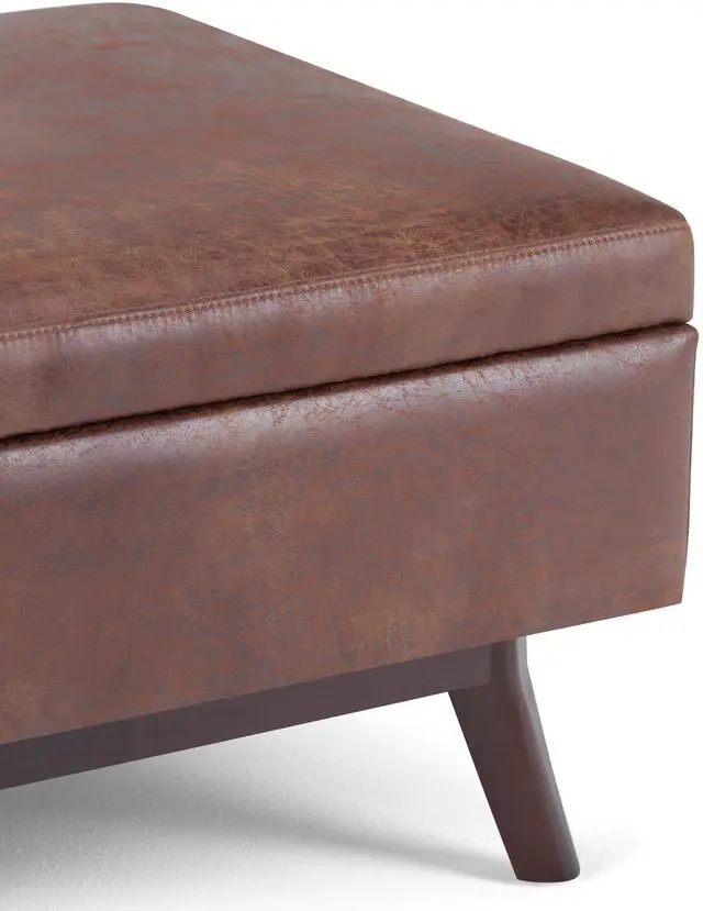 Alt view image 5 of 7 - Owen - Coffee Table Storage Ottoman - Distressed Saddle Brown