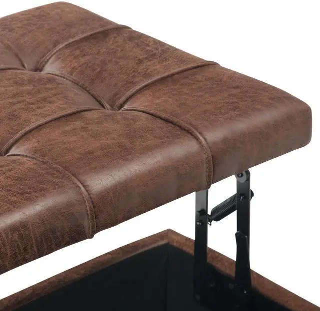 Alt view image 5 of 6 - Harrison - Coffee Table Storage Ottoman - Distressed Umber Brown