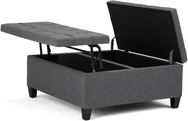Alt view image 5 of 6 - Harrison - Coffee Table Storage Ottoman - Slate Grey