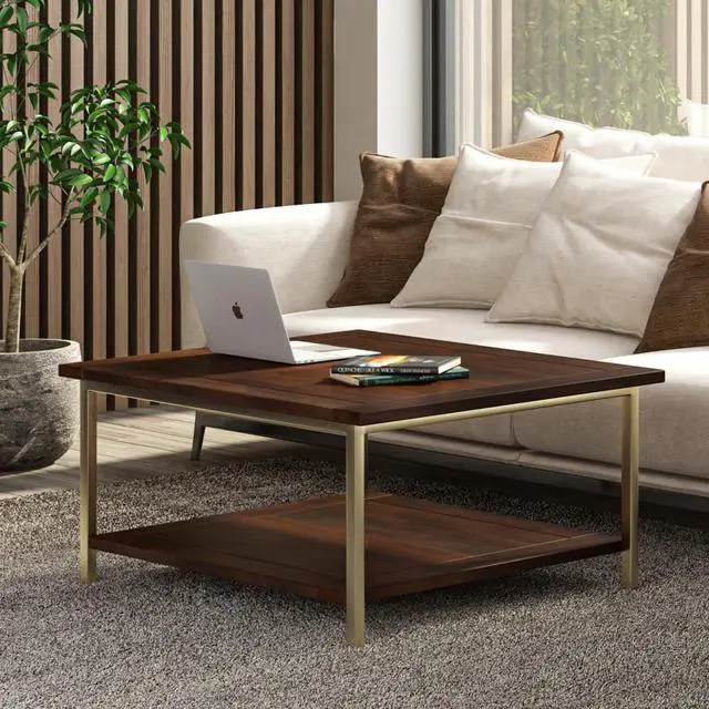Main image of Skyler - Square Coffee Table - Dark Brown / Gold