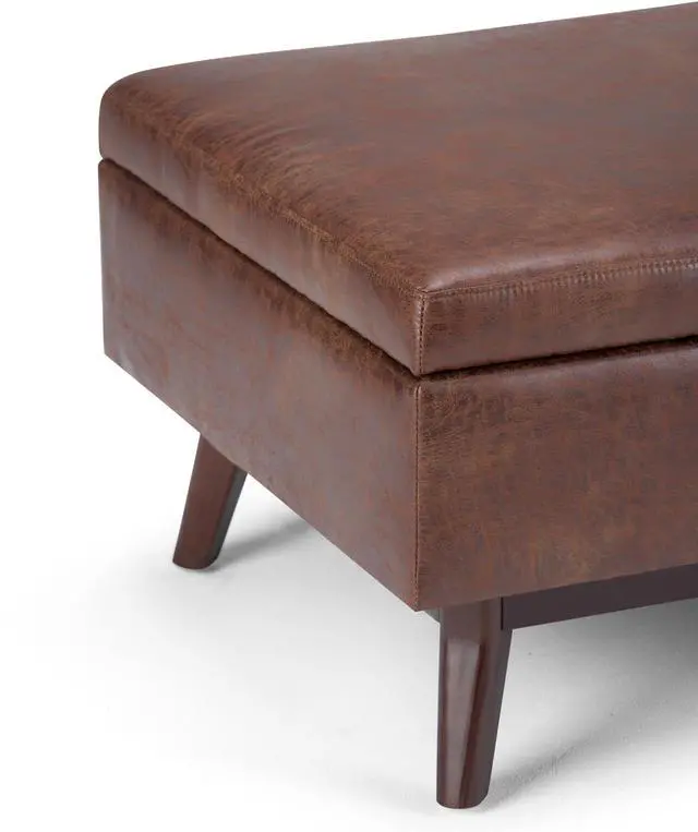 Alt view image 3 of 7 - Owen - Coffee Table Storage Ottoman - Distressed Saddle Brown