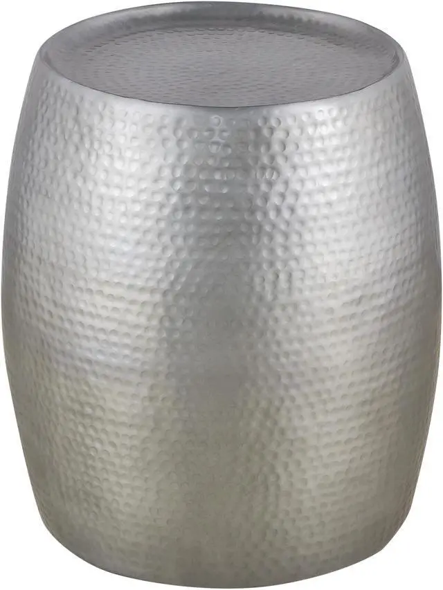 Alt view image 4 of 6 - ET501 Modern Contemporary Aluminum material 21" Height End Table, Side Table with Glossy Hand Hammered Design Antique Silver      same asG150108436  (NJ inventory)