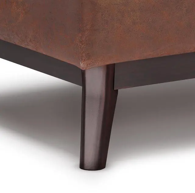 Alt view image 4 of 7 - Owen - Tray Top Small Coffee Table Storage Ottoman - Distressed Saddle Brown