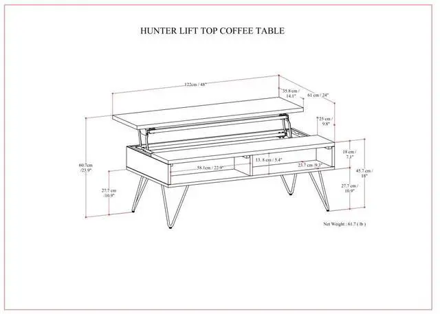 Alt view image 2 of 7 - Hunter Lift Top Coffee Table