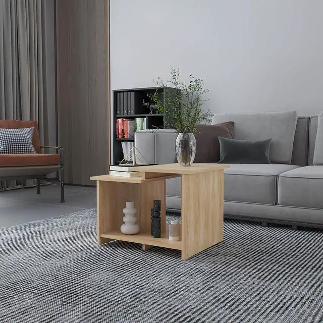 Main image of FM FURNITURE Naco Coffee Table with Open Storage, Melamine Finish, Natural Oak