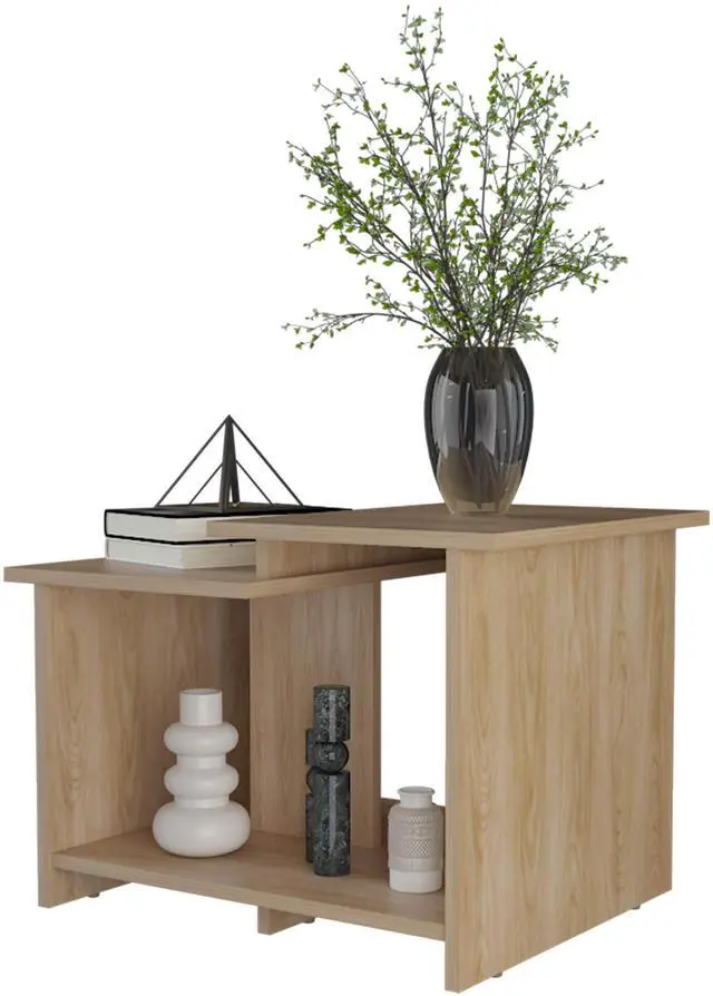 Alt view image 4 of 7 - FM FURNITURE Naco Coffee Table with Open Storage, Melamine Finish, Natural Oak