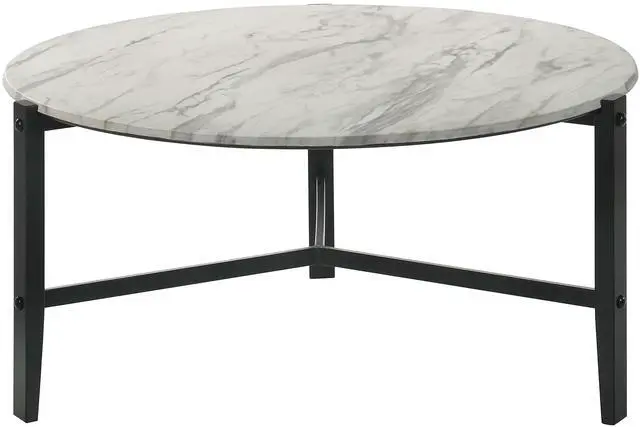 Alt view image 3 of 7 - Tandi White and Black Round Faux Marble Coffee Table