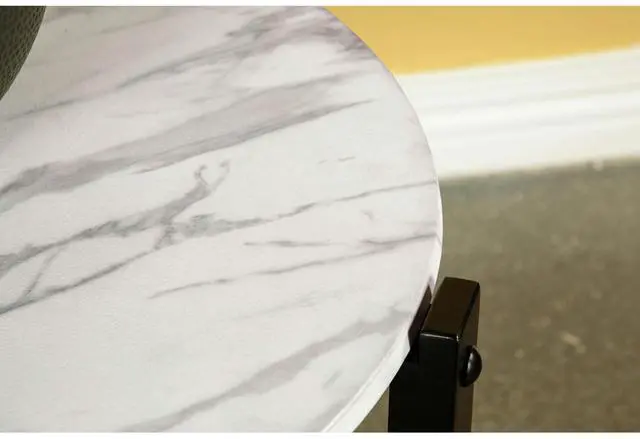 Alt view image 5 of 7 - Tandi White and Black Round Faux Marble Coffee Table