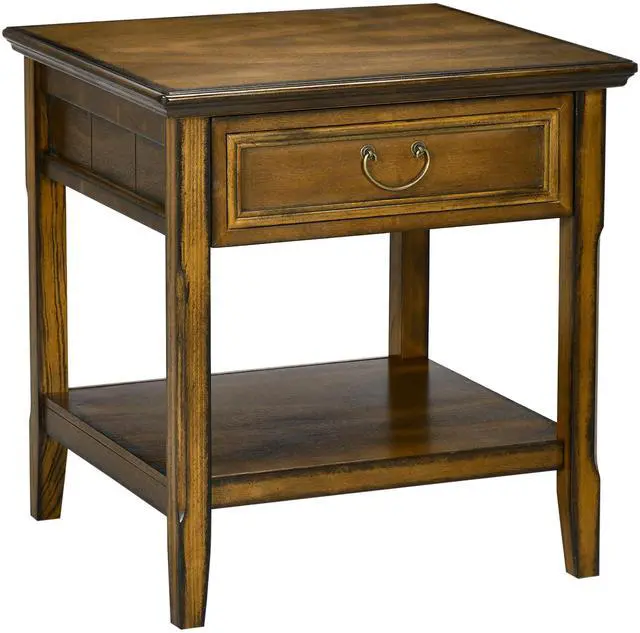 Main image of Side Table with Storage, Vintage End Table with Drawer and Open Shelf, Beside Table for Bedroom, Living Room, Dark Coffee