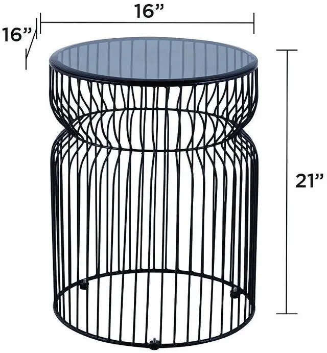 Alt view image 2 of 7 - ET901 Modern Contemporary Metal Nested base and Tinted tempered glass top material 21" Height End Table, Side Table for Living room, Black