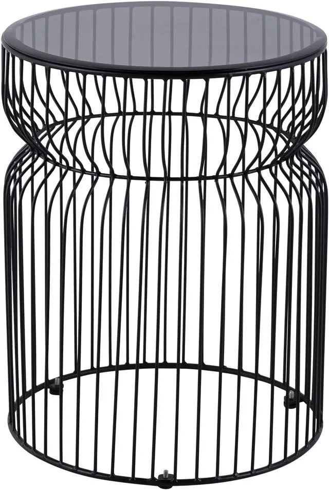 Alt view image 6 of 7 - ET901 Modern Contemporary Metal Nested base and Tinted tempered glass top material 21" Height End Table, Side Table for Living room, Black
