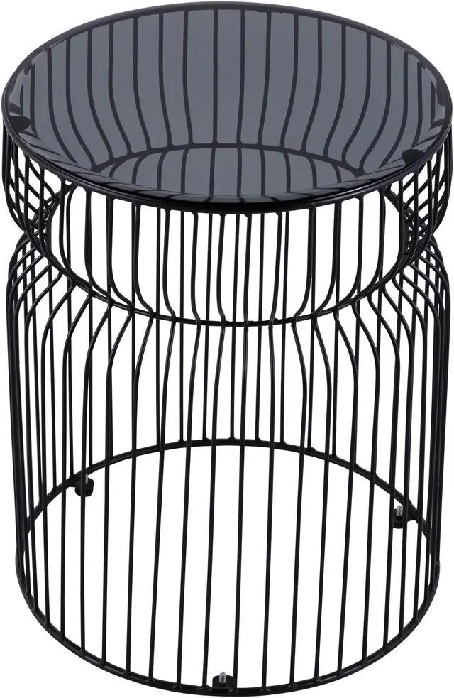 Alt view image 7 of 7 - ET901 Modern Contemporary Metal Nested base and Tinted tempered glass top material 21" Height End Table, Side Table for Living room, Black