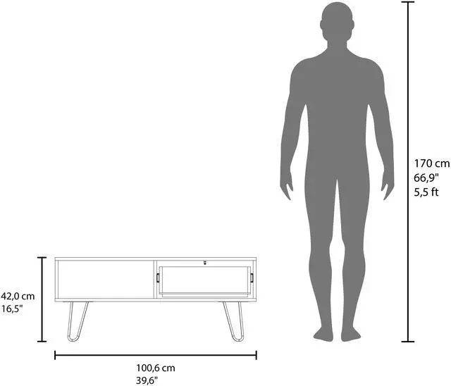 Alt view image 7 of 7 - Gramling Coffee Table with a Drawer and Hairpin Legs, White + Natural Oak