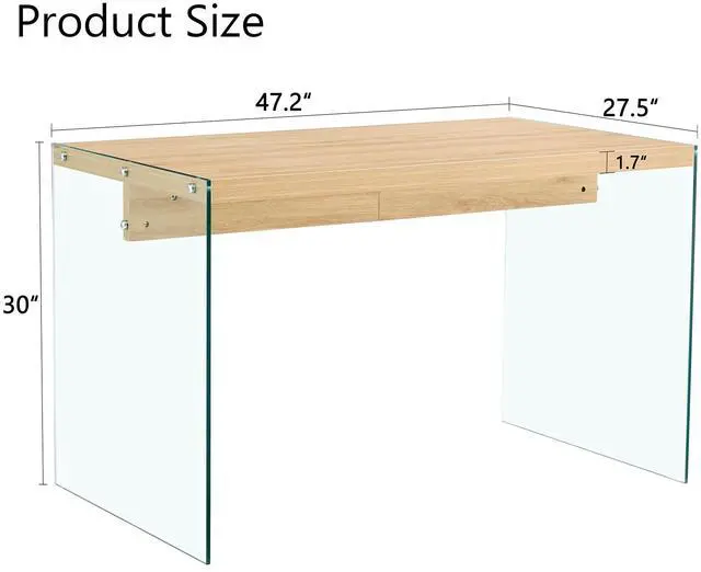 Alt view image 4 of 7 - The top of the coffee table is made of medium density fiberboard and wooden stickers, with transparent tempered glass on both sides. The design is simple and elegant, with a sturdy structure.