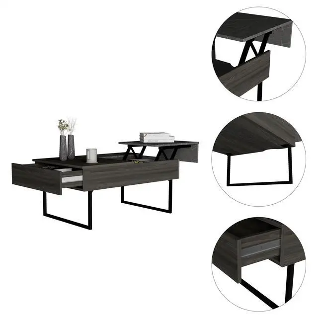 Alt view image 3 of 7 - Westover Rectangle Lift Top  Coffee Table Carbon Espresso and Onyx