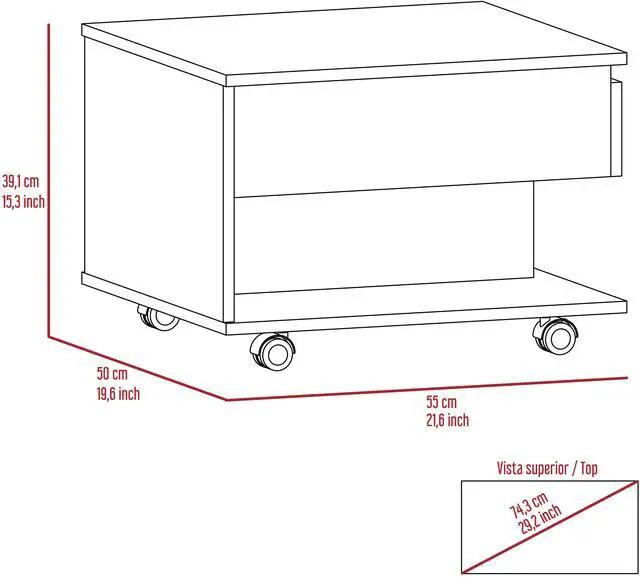 Alt view image 6 of 7 - White and Light Oak 1-Drawer 1-Shelf Lift Top Coffee Table
