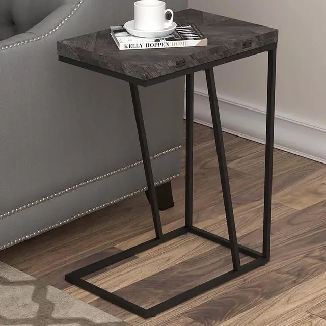 Main image of Rustic Grey and Sandy Black Rectangle Accent Table