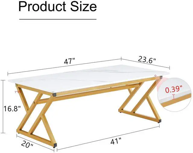 Alt view image 7 of 7 - A coffee table made of rock slab material, with a smooth and natural surface that complements the modern design of the golden metal legs, making it suitable for living rooms .47*23.6 W1151P154282