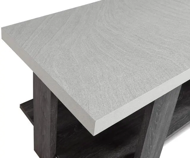 Alt view image 5 of 6 - Gray 3-Piece Cocktail Set Wooden Table Top Coffee Table and Two Matching End Tables Living Room Wooden Furniture