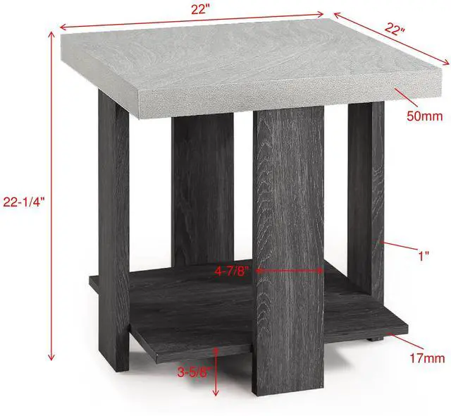 Alt view image 6 of 6 - Gray 3-Piece Cocktail Set Wooden Table Top Coffee Table and Two Matching End Tables Living Room Wooden Furniture