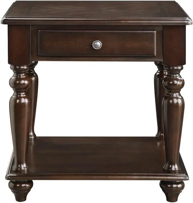 Alt view image 2 of 6 - Modern Traditional Style End Table with Drawer and Bottom Shelf Espresso Finish Living Room Furniture 1pc