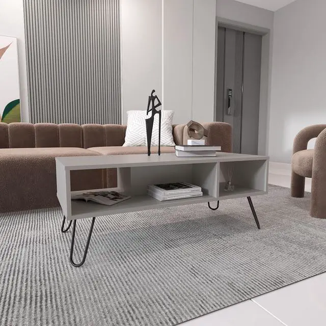 Main image of Vassel Coffee Table, Hairpin Legs, Two Shelves