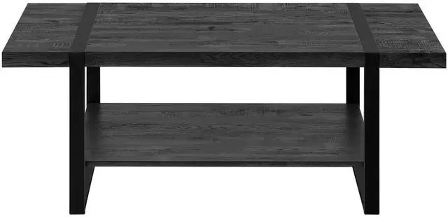 Alt view image 5 of 7 - Coffee Table, Accent, Cocktail, Rectangular, Living Room, 48"l, Black Laminate, Black Metal, Contemporary, Modern