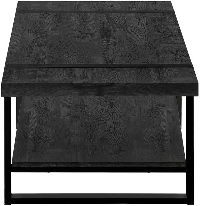 Alt view image 6 of 7 - Coffee Table, Accent, Cocktail, Rectangular, Living Room, 48"l, Black Laminate, Black Metal, Contemporary, Modern