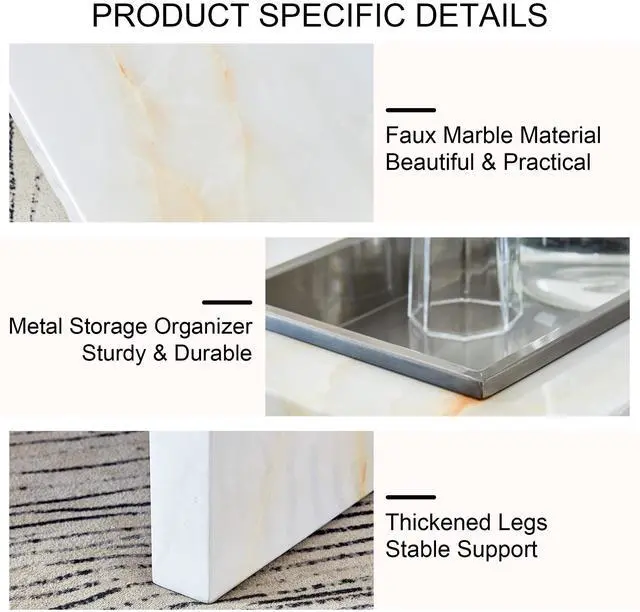 Alt view image 5 of 7 - A modern and practical coffee table with imitation marble patterns, made of MDF material. The fusion of elegance and natural fashion 31.4"* 31.4"* 12 " .W1151119881