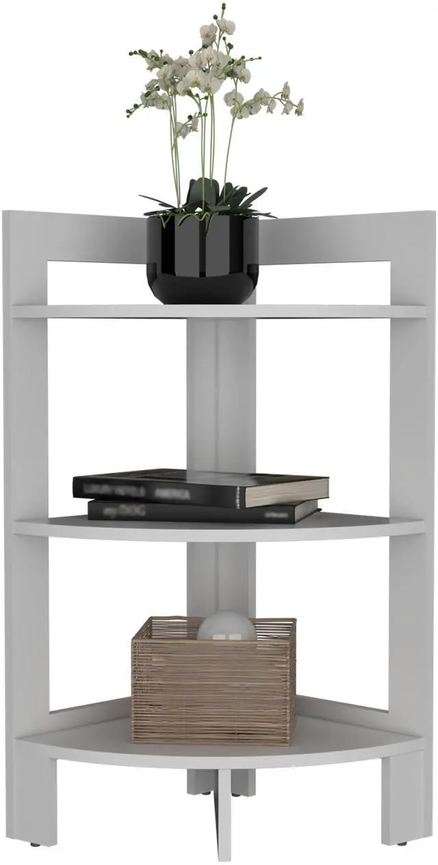 Alt view image 7 of 7 - Riga Corner 3-Tier Shelf Side Table  31.7" High , Sofa Table, End Table with Tray