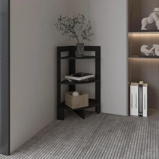 Main image of Riga Corner 3-Tier Shelf Side Table  31.7" High , Sofa Table, End Table with Tray