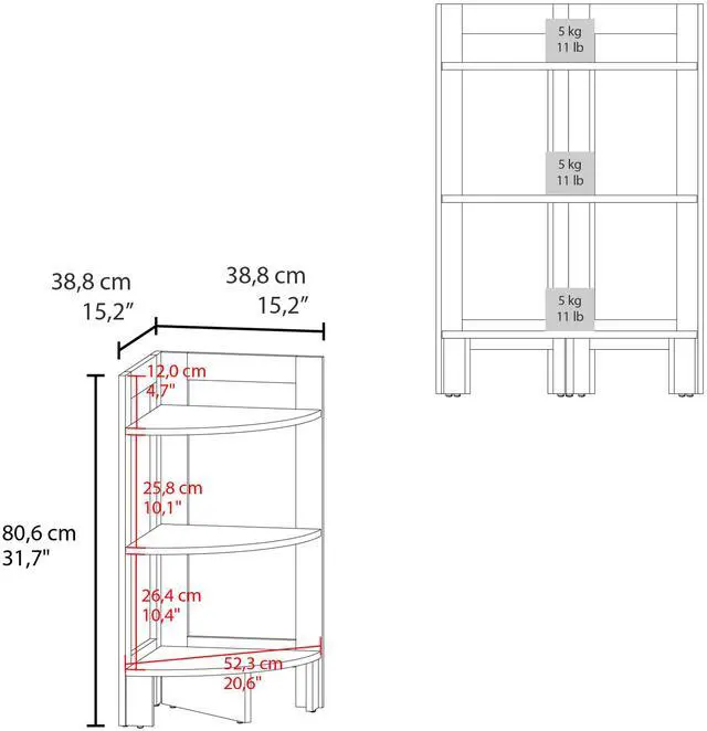 Alt view image 3 of 7 - Riga Corner 3-Tier Shelf Side Table  31.7" High , Sofa Table, End Table with Tray