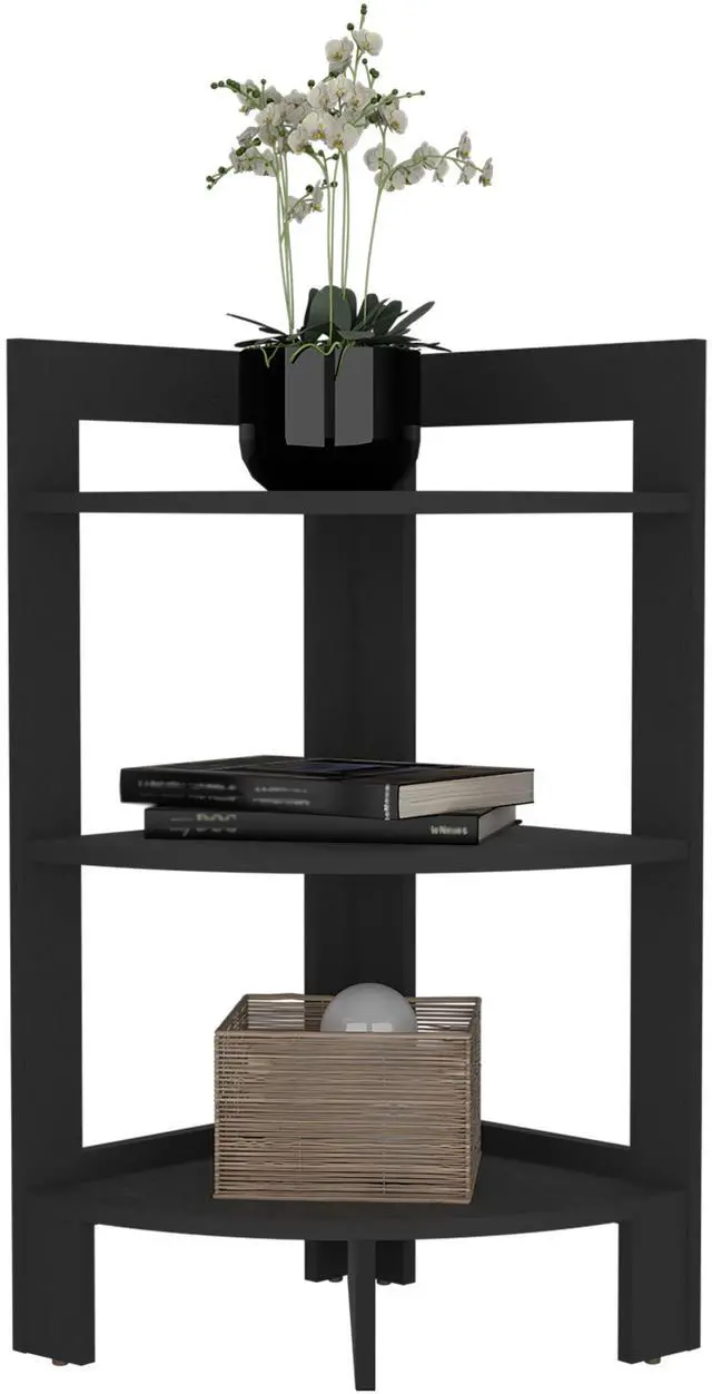 Alt view image 7 of 7 - Riga Corner 3-Tier Shelf Side Table  31.7" High , Sofa Table, End Table with Tray