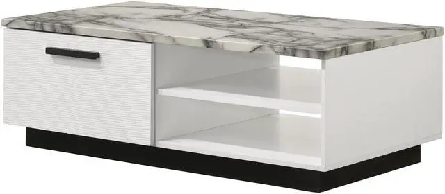 Main image of Matilda 47" White Coffee Table with White Faux Marble Top
