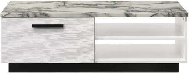 Alt view image 2 of 6 - Matilda 47" White Coffee Table with White Faux Marble Top