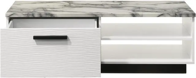 Alt view image 3 of 6 - Matilda 47" White Coffee Table with White Faux Marble Top