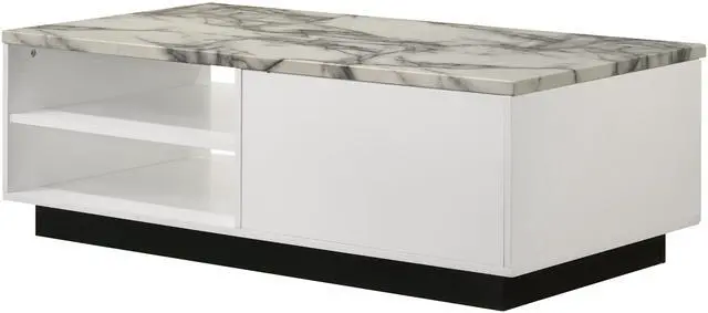 Alt view image 4 of 6 - Matilda 47" White Coffee Table with White Faux Marble Top