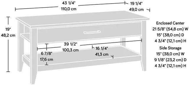 Alt view image 4 of 7 - Lift-Top Coffee Table, Brown finish