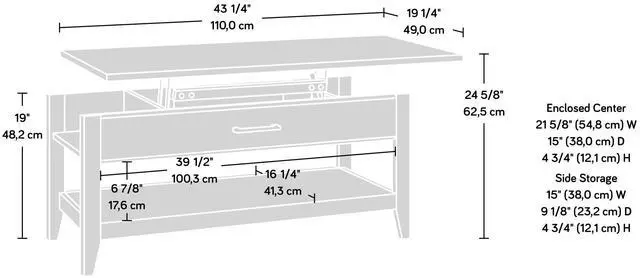 Alt view image 6 of 7 - Lift-Top Coffee Table, Brown finish