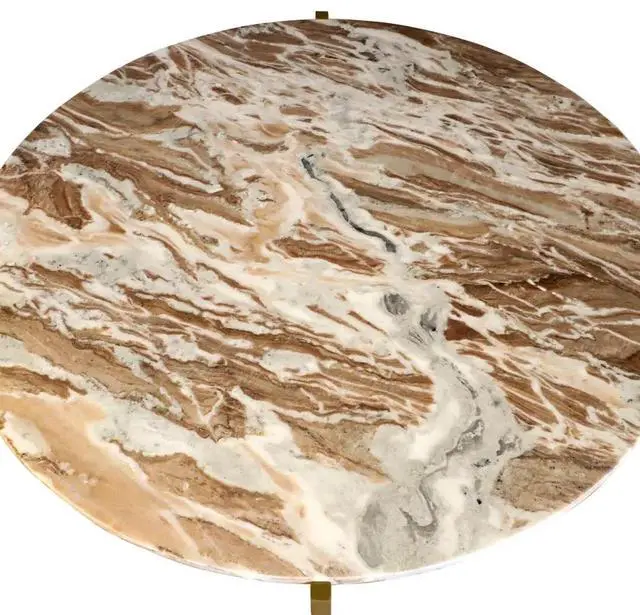 Alt view image 4 of 4 - Brown Marble Nesting Coffee Table with Golden Metal Frame (6.5" Height) - Elegant & Sturdy Low-Profile Table - Space-Saving Modern Design - Perfect for Living Room, Lounge, Office & Home Décor