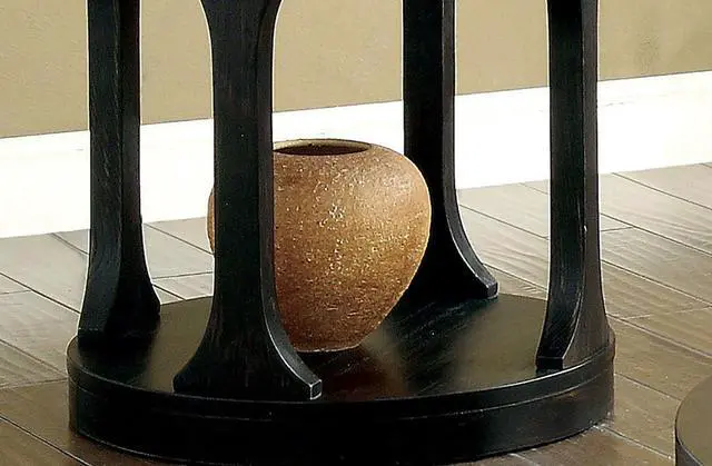 Alt view image 4 of 5 - Transitional Style Antique Black Finish Bold Round Structure End Table With Extra Storage Shelf I Designed Legs Coffee Table-Not Included